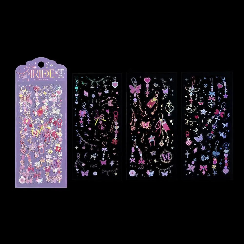 Clear stickers IRIDE 3-pack - Glitter Charm