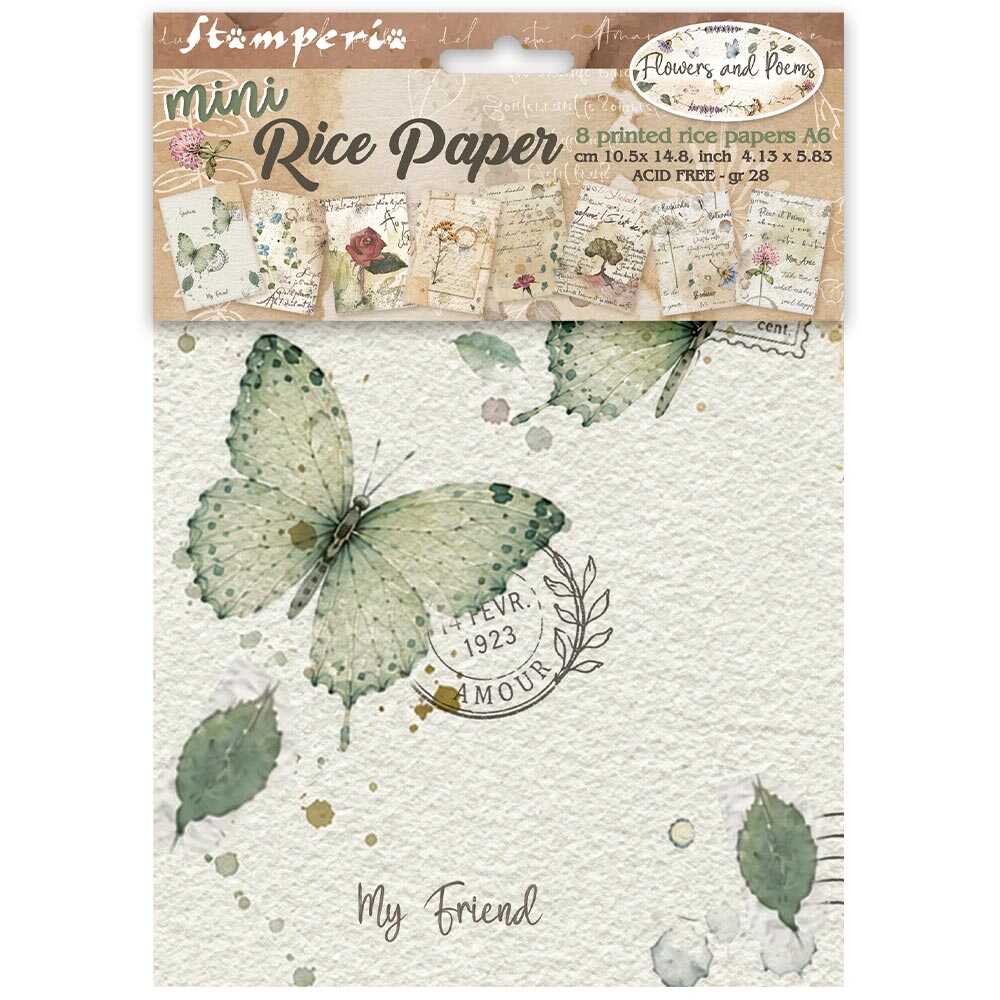 Rice Paper A6 - 8-pack - Flowers and Poems