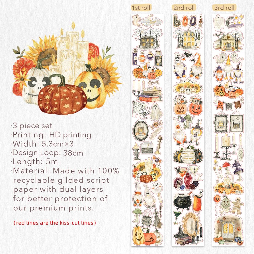 Sticker Set Washi Tape - Luminous Haunt - 3-pack