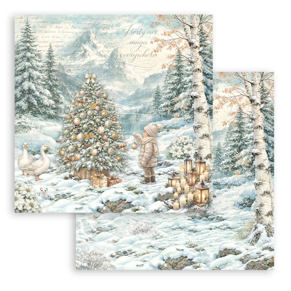 Scrapbookingpapper - Double faced - White Christmas