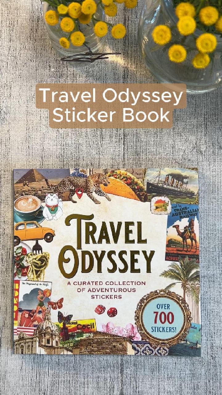 Omslagsbild till bläddervideo med Travel Odyssey Sticker book från Peter Pauper Press. Tidformera