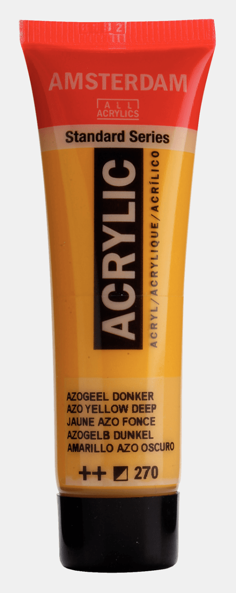 Liten tub med gul Amsterdam Akrylfärg 20 ml 270 - Azo Yellow Deep från Royal Talens - Tidformera