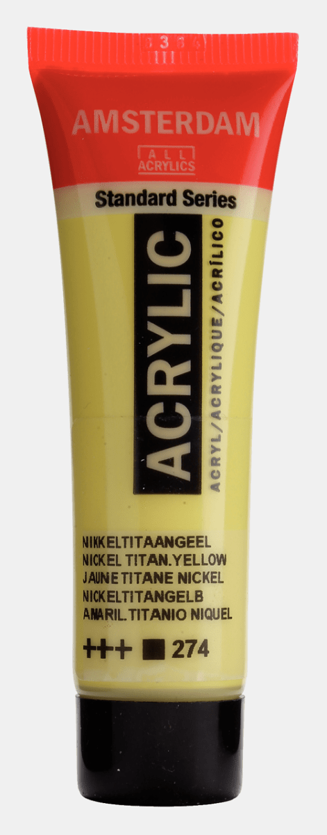 Liten tub med gul Amsterdam Akrylfärg 20 ml 274 Nickel titan yellow från Royal Talens - Tidformera