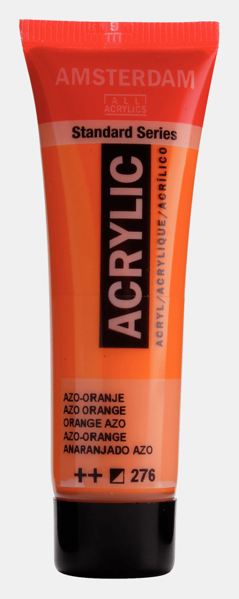 Liten tub med orange Amsterdam Akrylfärg 20 ml 276 - Azo Orange från Royal Talens - Tidformera