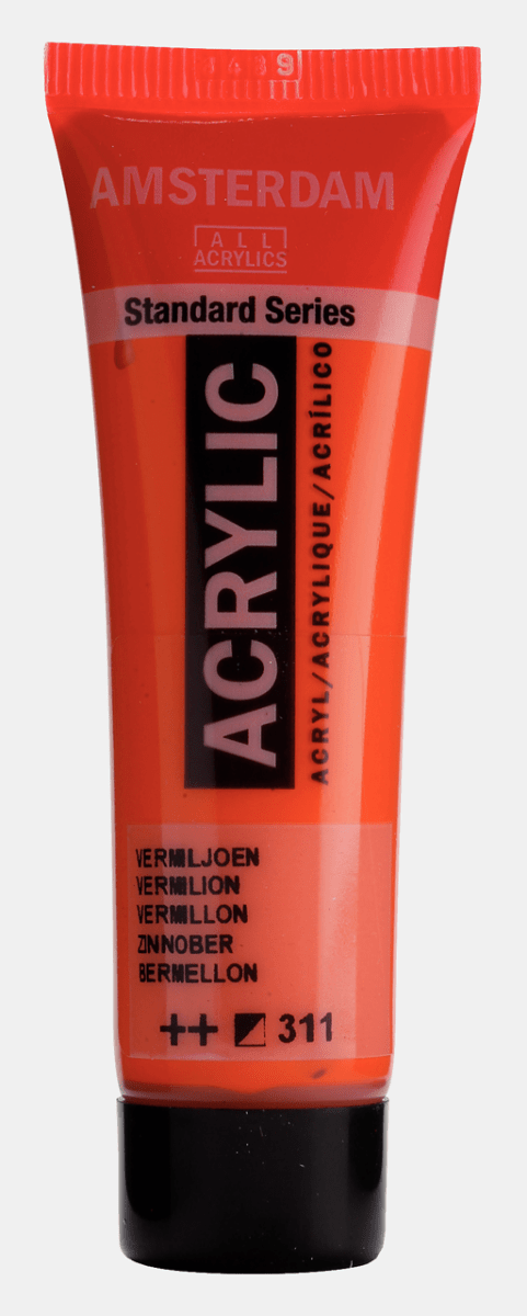Liten tub med röd Amsterdam Akrylfärg 20 ml 311 Vermilion från Royal Talens - Tidformera