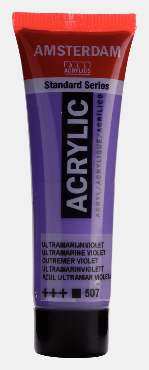 Liten tub med lila Amsterdam Akrylfärg 20 ml 507 Ultramarine Violet från Royal Talens - Tidformera
