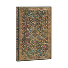 Grön anteckningsbok Pinnacle - Midi Linjerad Flexis från Paperblanks - Pärmen har många små detaljer med blommor och stjärnor. - Tidformera