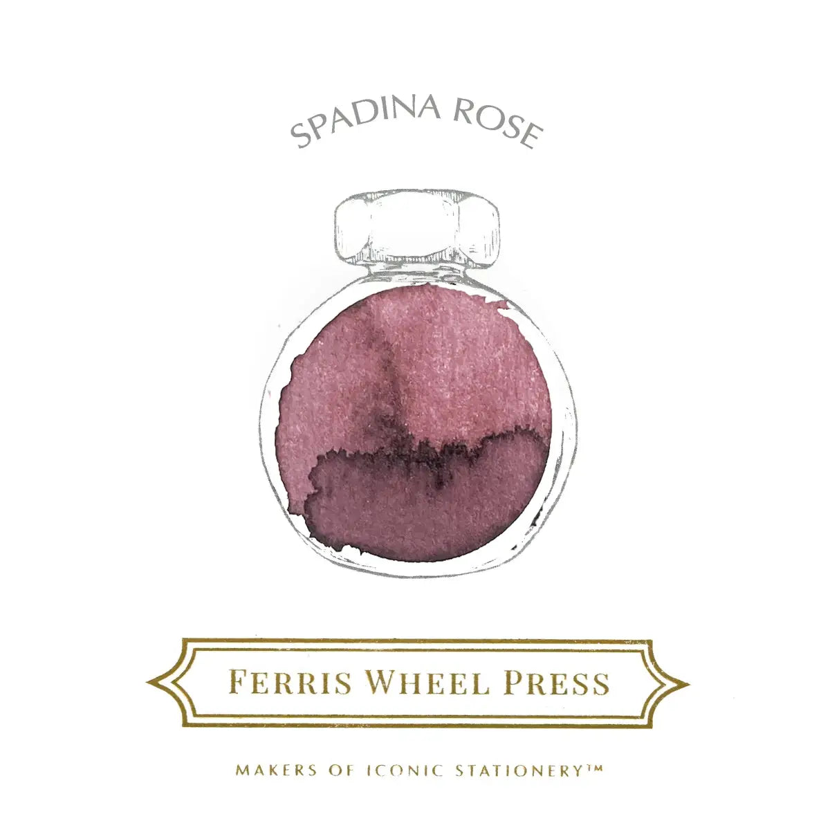 Swatch med den gammelrosa bläcket i Bläckflaska 38 ml - Spadina Rose från Ferris Wheel Press - Tidformera