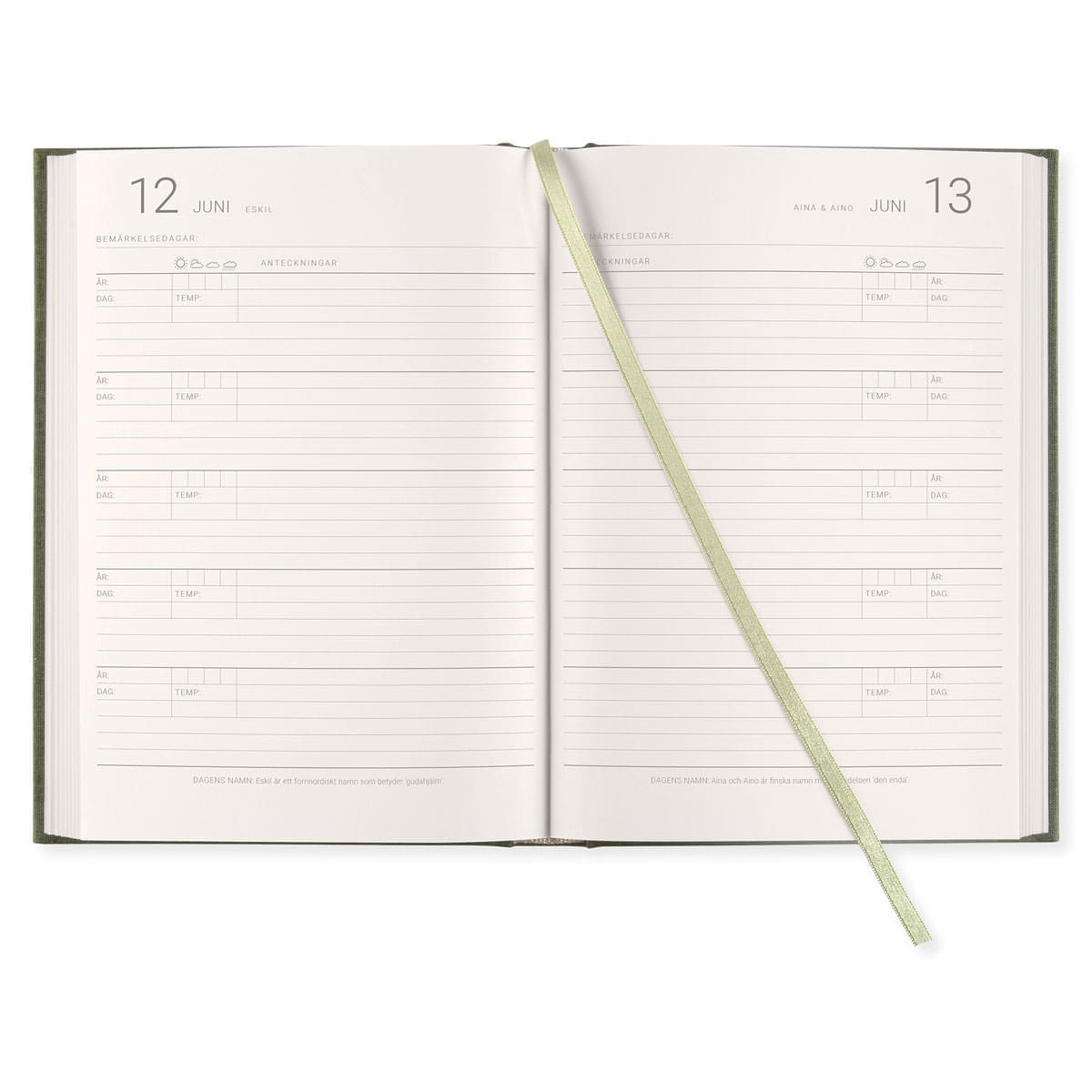Dagböcker Paperstyle - Khaki Green 5 - år - 2 - Paperstyle - Tidformera