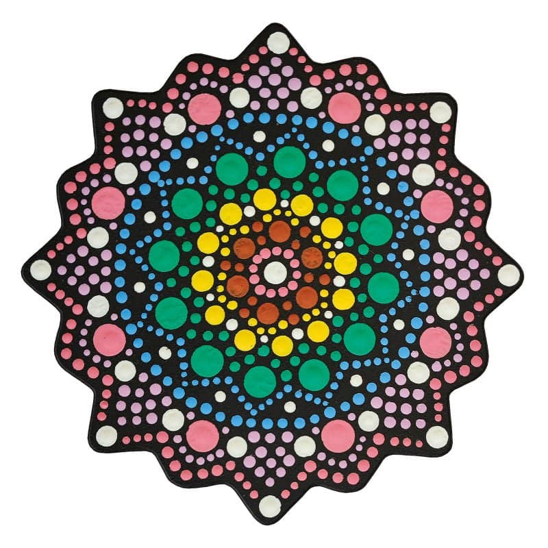Dot Painting - Mdf - skiva och stencil - 10 cm - Soleil - 4 - Aladine - Tidformera