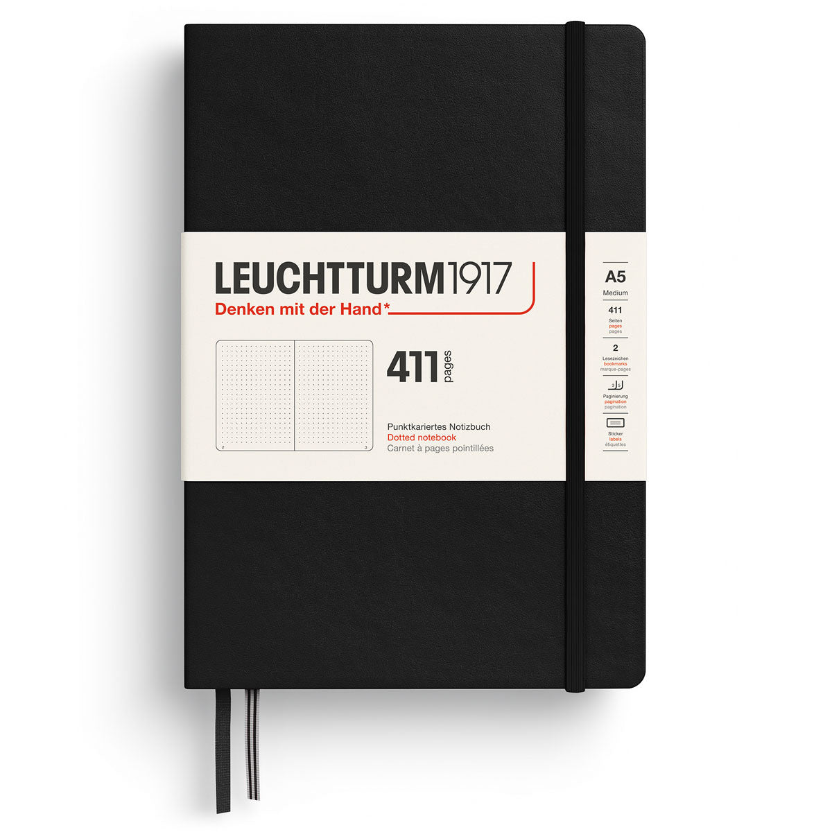 Dotted notebook Lt A5 Hård pärm 411 s - Black från Leuchtturm1917 - Svart anteckningsbok - Tidformera