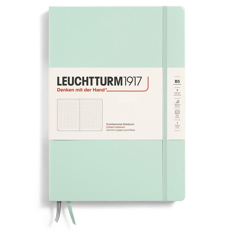 Dotted notebook Lt B5 Hård pärm Mint Green från Leuchtturm1917 - Mintgrön anteckningsbok - Tidformera