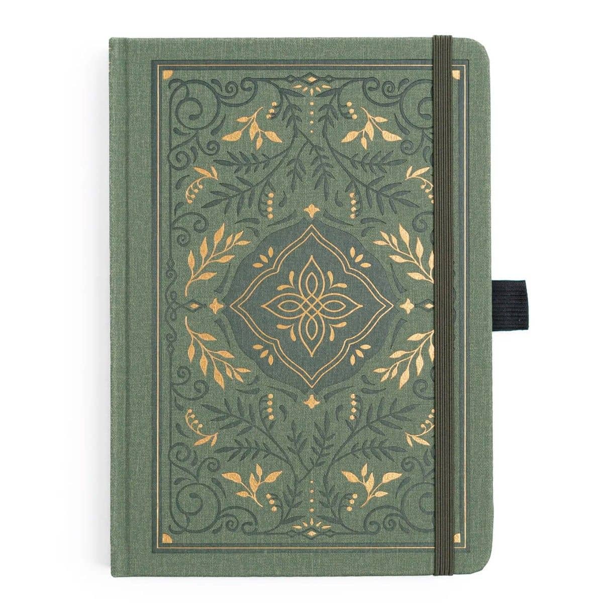 Grön prickad anteckningsbok med detaljer i guld. Dotted Notebook Storybook A5 - frÄn Archer & Olive - Tidformera