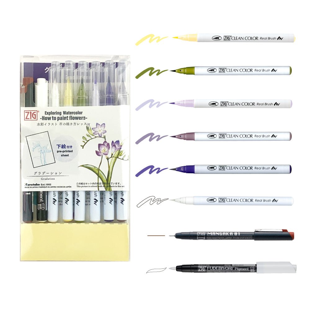 Exploring Watercolor How to paint flowers - Gradation - 3 - ZIG Kuretake - Tidformera