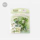 Förpackning med klistermÀrken som Àr utformade som frimÀrken. Flake stickers Clear Garden Post Office - Green frÄn BGM - Tidformera