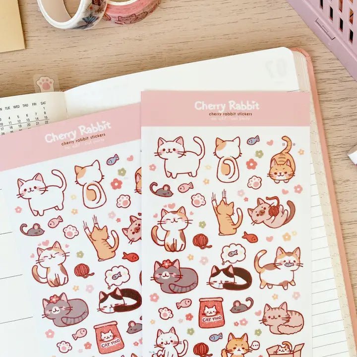 Fyndhörna Washi Stickers no. 037 Cat party - 3 - Tidformera - Tidformera