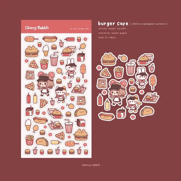 Fyndhörna Washi Stickers no. 054 Burger cafe - 5 - Tidformera - Tidformera