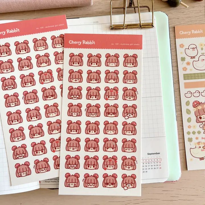 Fyndhörna Washi Stickers No. 102 Mushroom girl emojis - 1 - Tidformera - Tidformera