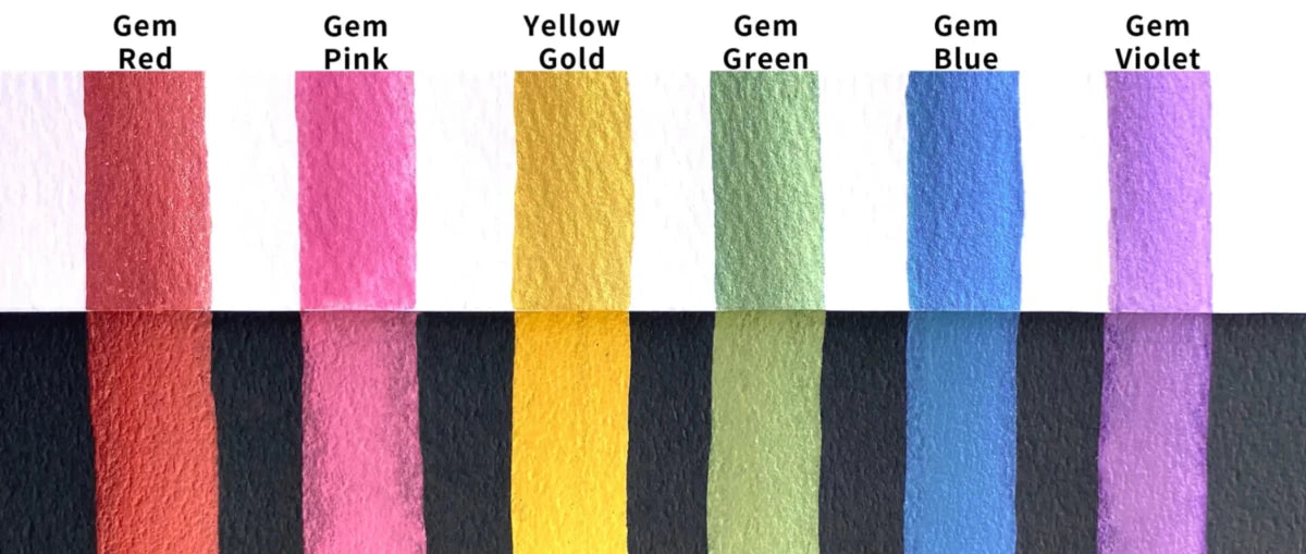 GANSAI TAMBI Akvarellfärg 6 - pack - Gem colors - 2 - ZIG Kuretake - Tidformera