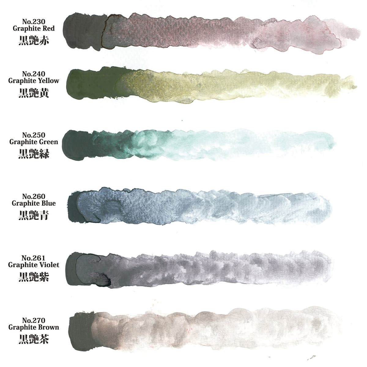 GANSAI TAMBI Akvarellfärg 6 - pack Graphite Colors - 2 - ZIG Kuretake - Tidformera