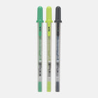Gelly roll Gelpenna 3 - pack - Botanical från Sakura. Tre pennor ligger bredvid varandra. Färger i grön, lime och mörkgrå. - Tidformera