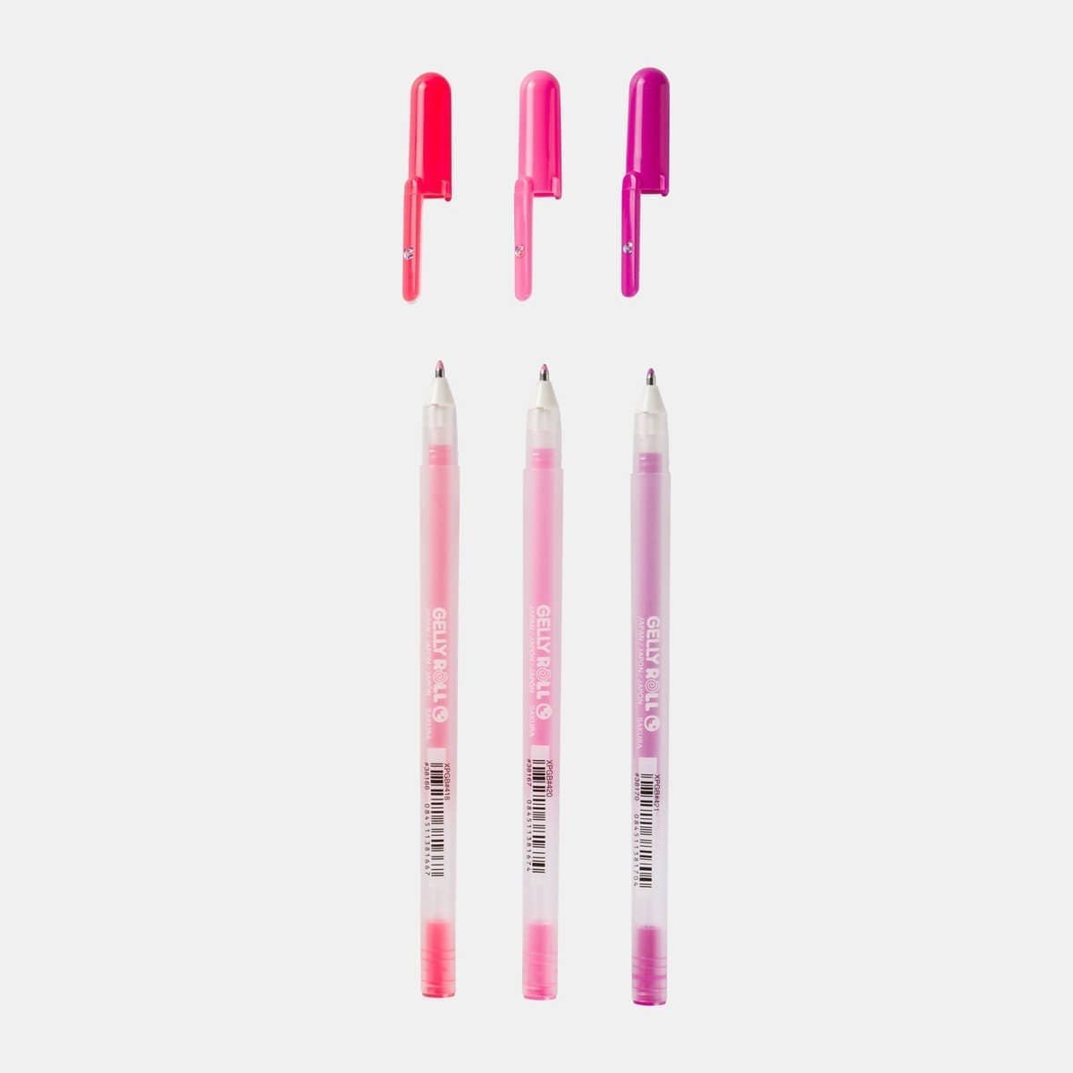 Gelly roll Gelpenna 3 - pack - Sweets från Sakura. Tre pennor med avtagna lock. Pennor har tre olika nyanser av rosa. - Tidformera