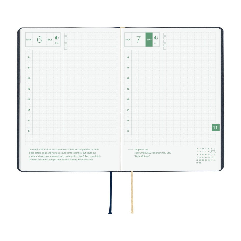 Hobonichi HON A6 Slash Navy - 2027 - 6 - Hobonichi Techo - Tidformera