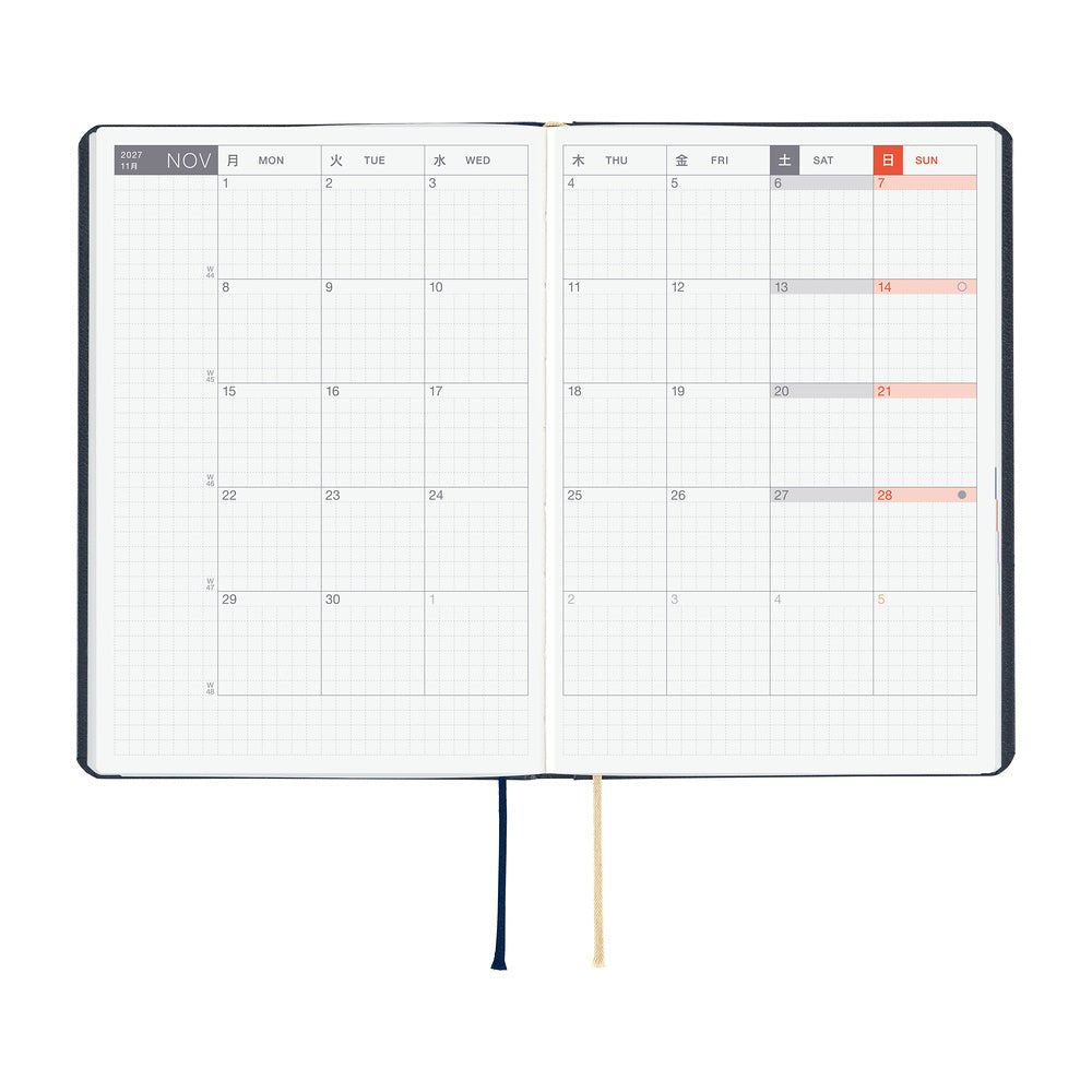 Hobonichi HON A6 Slash Navy - 2027 - 4 - Hobonichi Techo - Tidformera