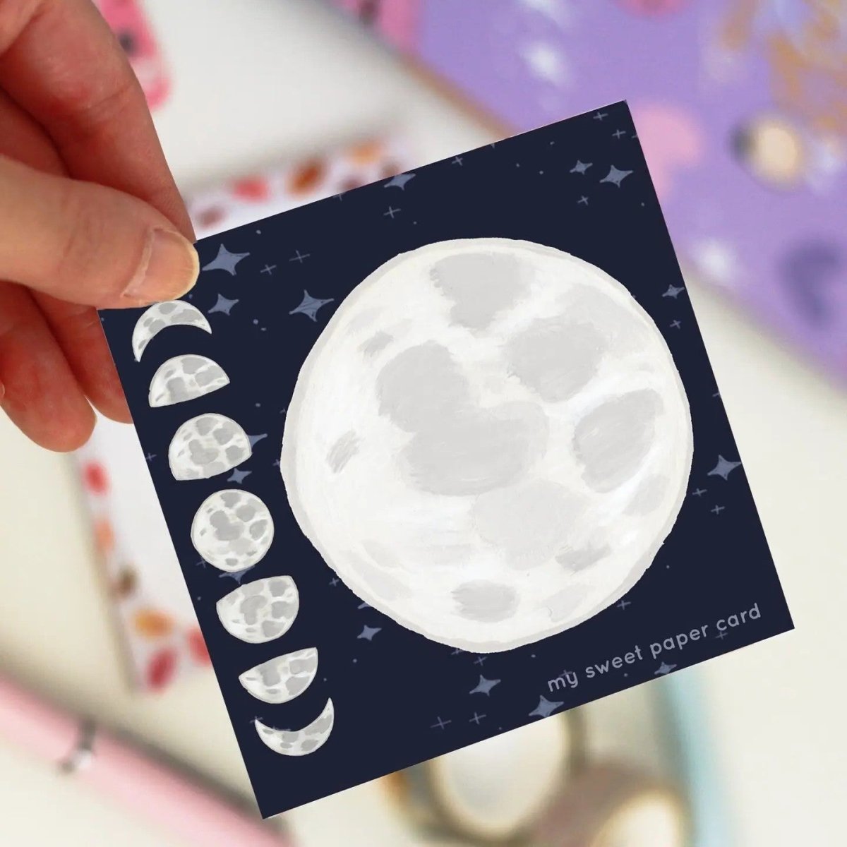 Illustrated Notepad - Moon Phases - 1 - My Sweet Paper Card - Tidformera