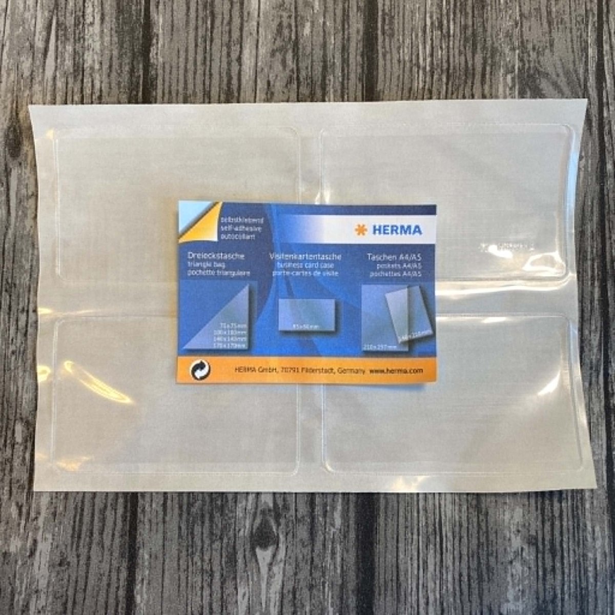 Istoppsfickor Visitkort - Självhäftande plastficka 4 st - 1 - Herma - Tidformera