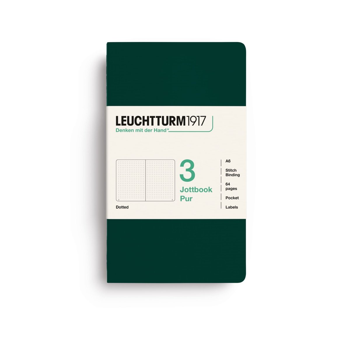 Jottbook Skrivhäften - Dotted 3-pack A6 - Forest Green - 1 - Leuchtturm1917 - Tidformera