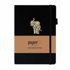 Kraft Paper Journal A5 160 GSM - Golden elephant från Paper24. Svart anteckningsbok med motiv med en guldpräglad elefant. - Tidformera