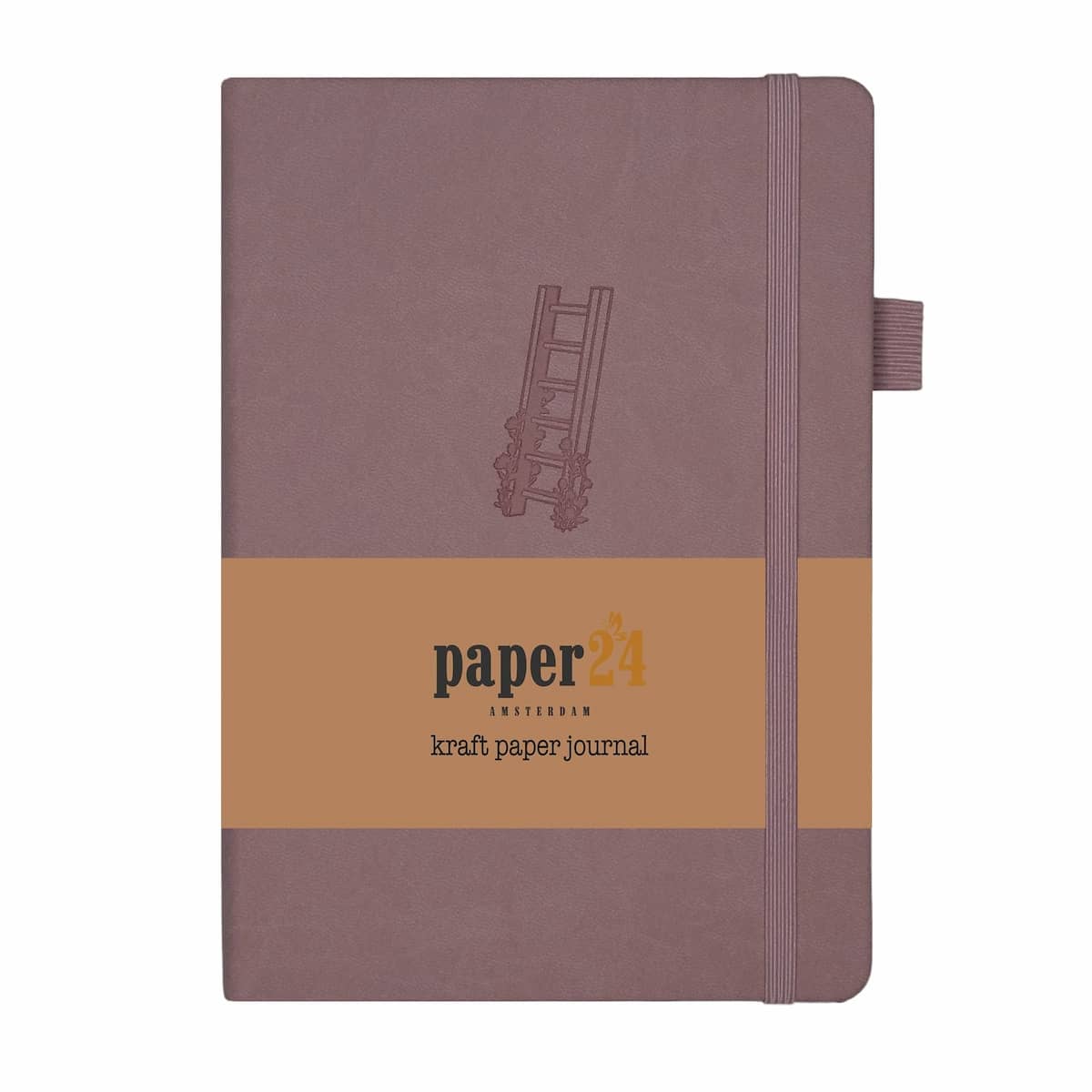Kraft Paper Journal A5 160 GSM - Romantic ladder från Paper24. Rosa anteckningsbok med motiv med en stege på. - Tidformera