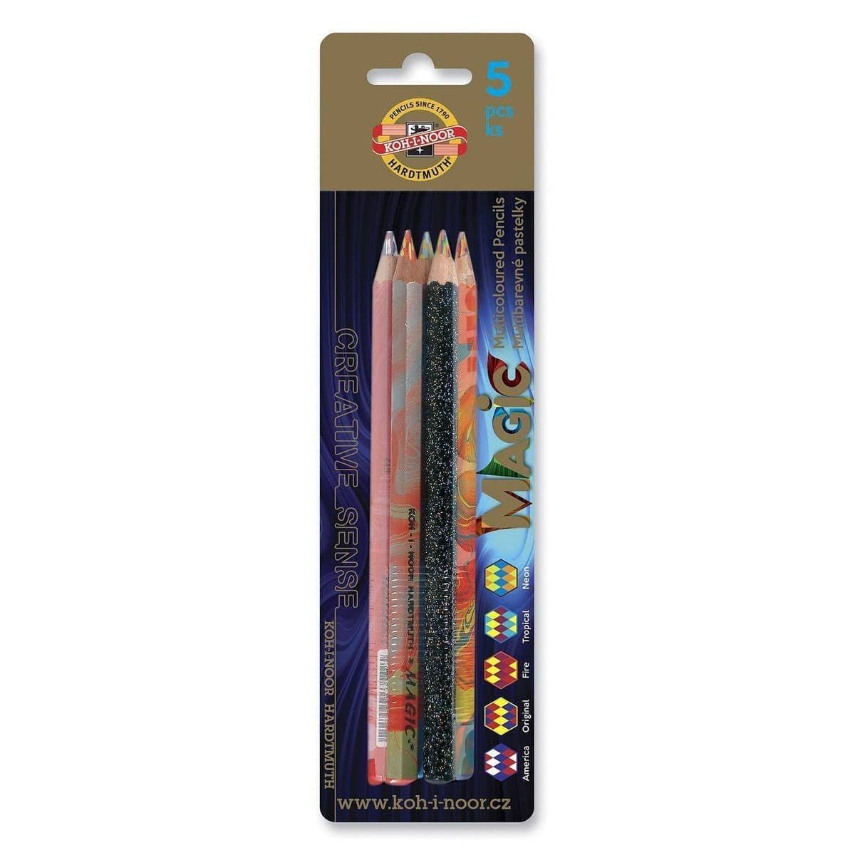 Magic Multicoloured pencils från Koh - I - Noor. Förpackning med fem stycken träpennor - Tidformera