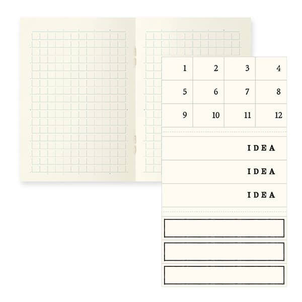 MD Notebook Light - Skrivhäfte - 3 - pack A7 - Rutad - 3 - Midori - Tidformera