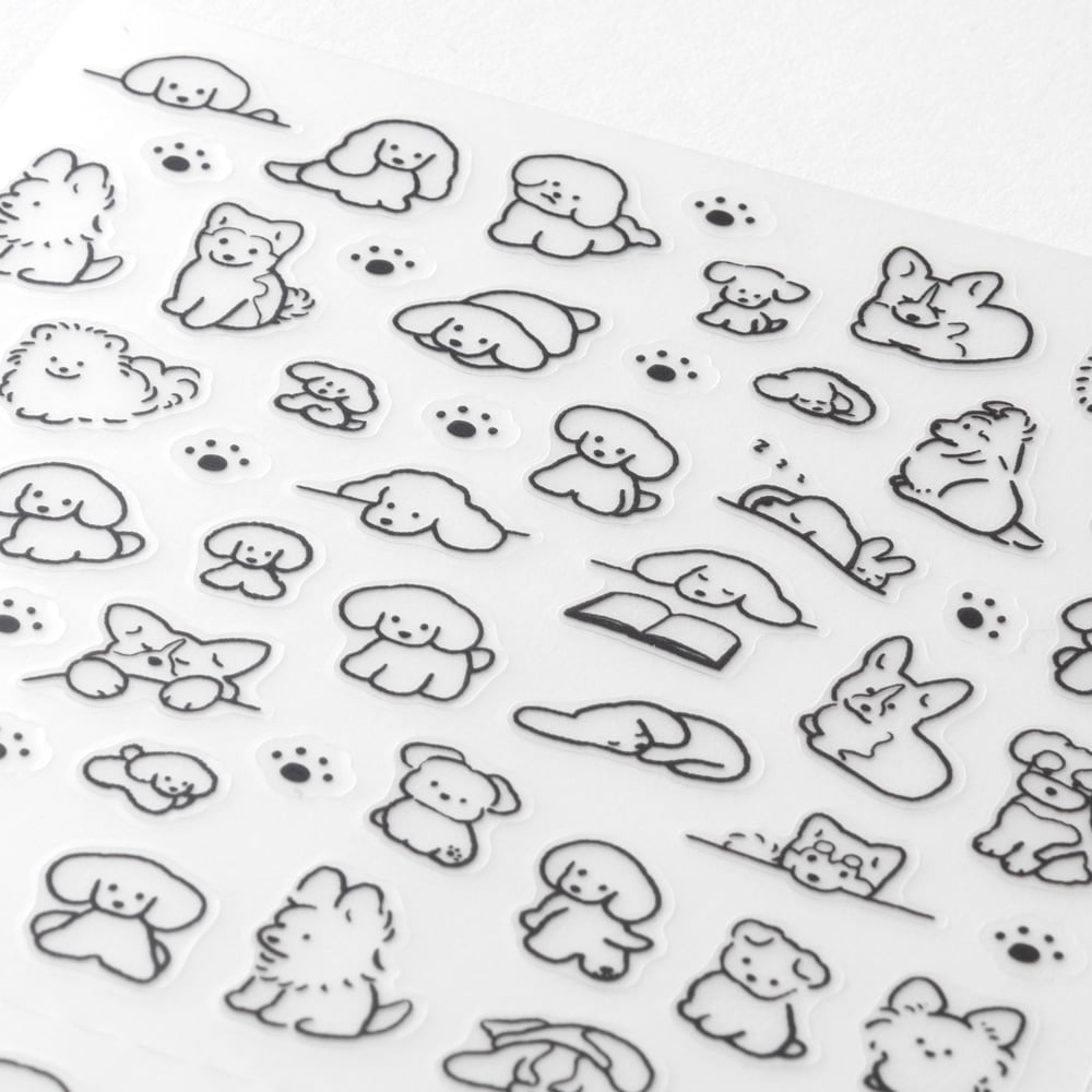 Midori Kalenderstickers - Dog Black & White - 3 - Midori - Tidformera