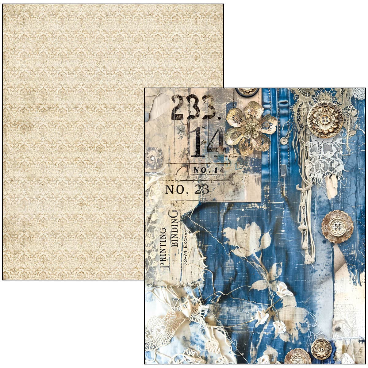 Mixed media book - Urban blue denim - 16 - Ciao Bella - Tidformera