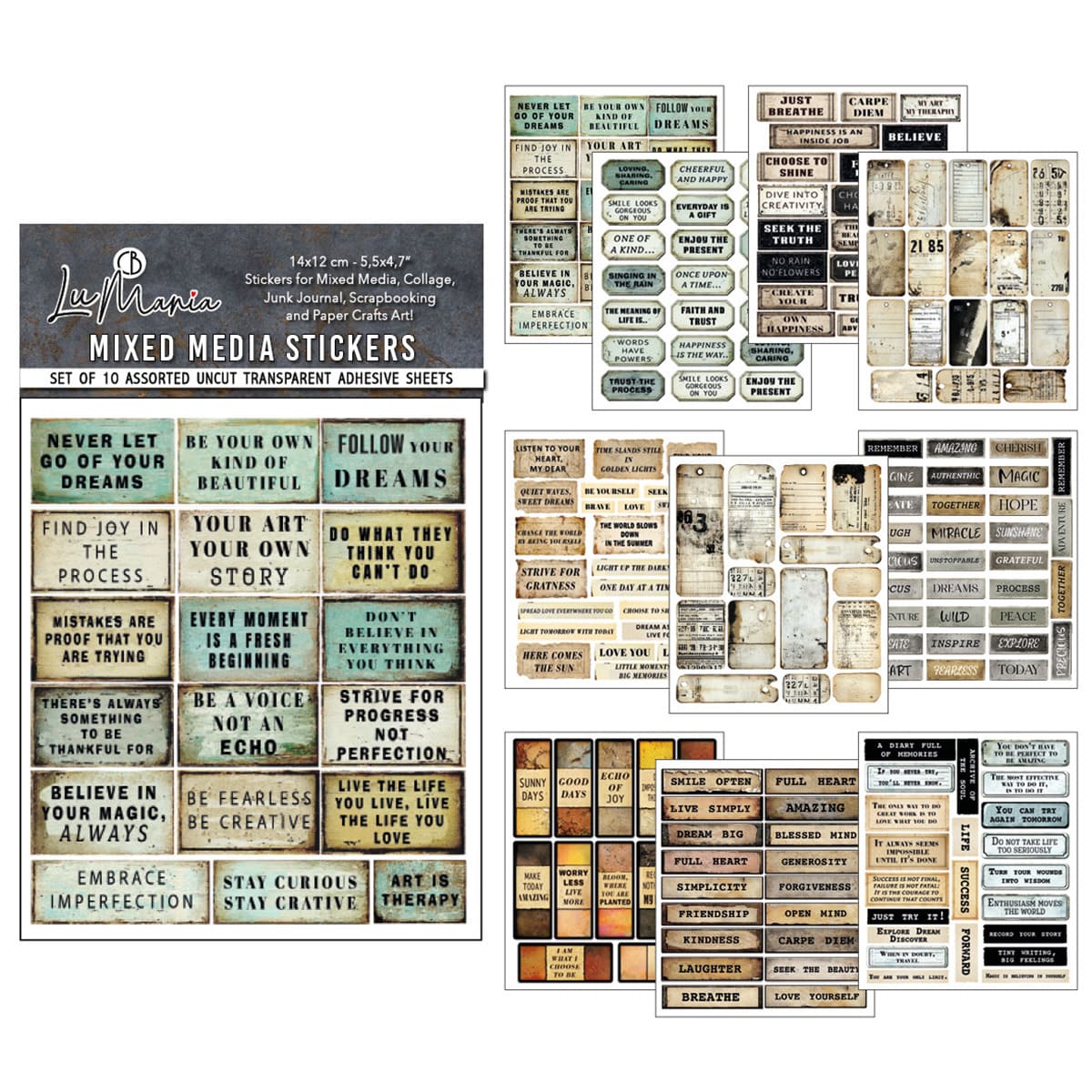 Mixed Media Stickers - 10-pack - Kind Thoughts - 1 - Ciao Bella - Tidformera