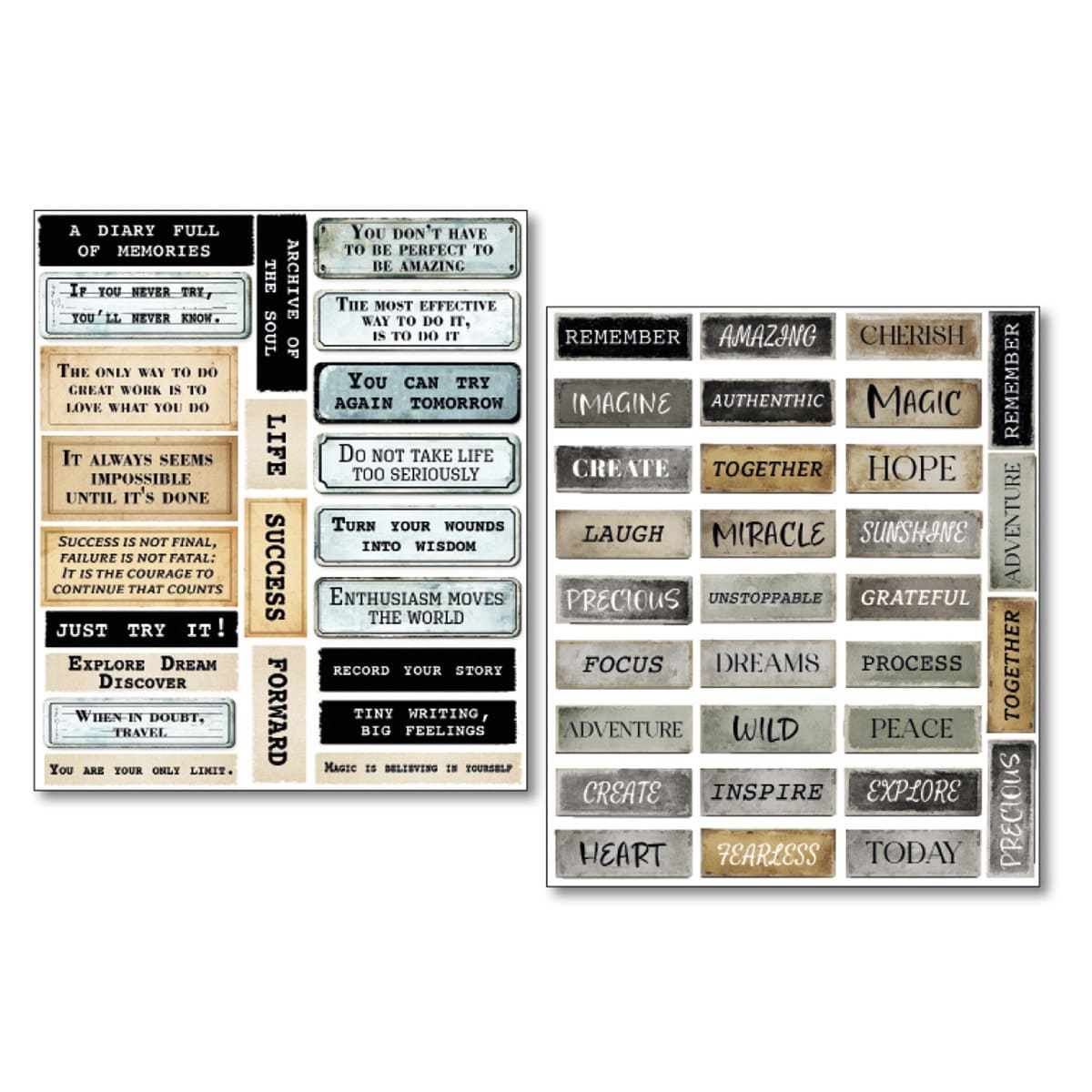 Mixed Media Stickers - 10-pack - Kind Thoughts - 6 - Ciao Bella - Tidformera
