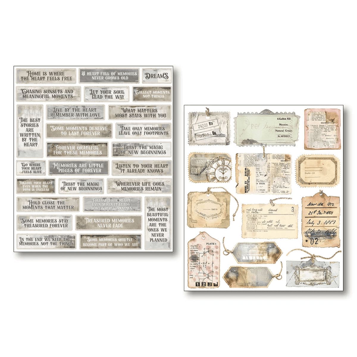 Mixed Media Stickers - 10-pack - Lost in Time - 6 - Ciao Bella - Tidformera