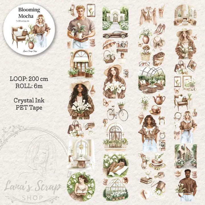 Pet Tape - Lana - 70 mm - Blooming Mocha - 1 - Lana's Scrap Shop - Tidformera