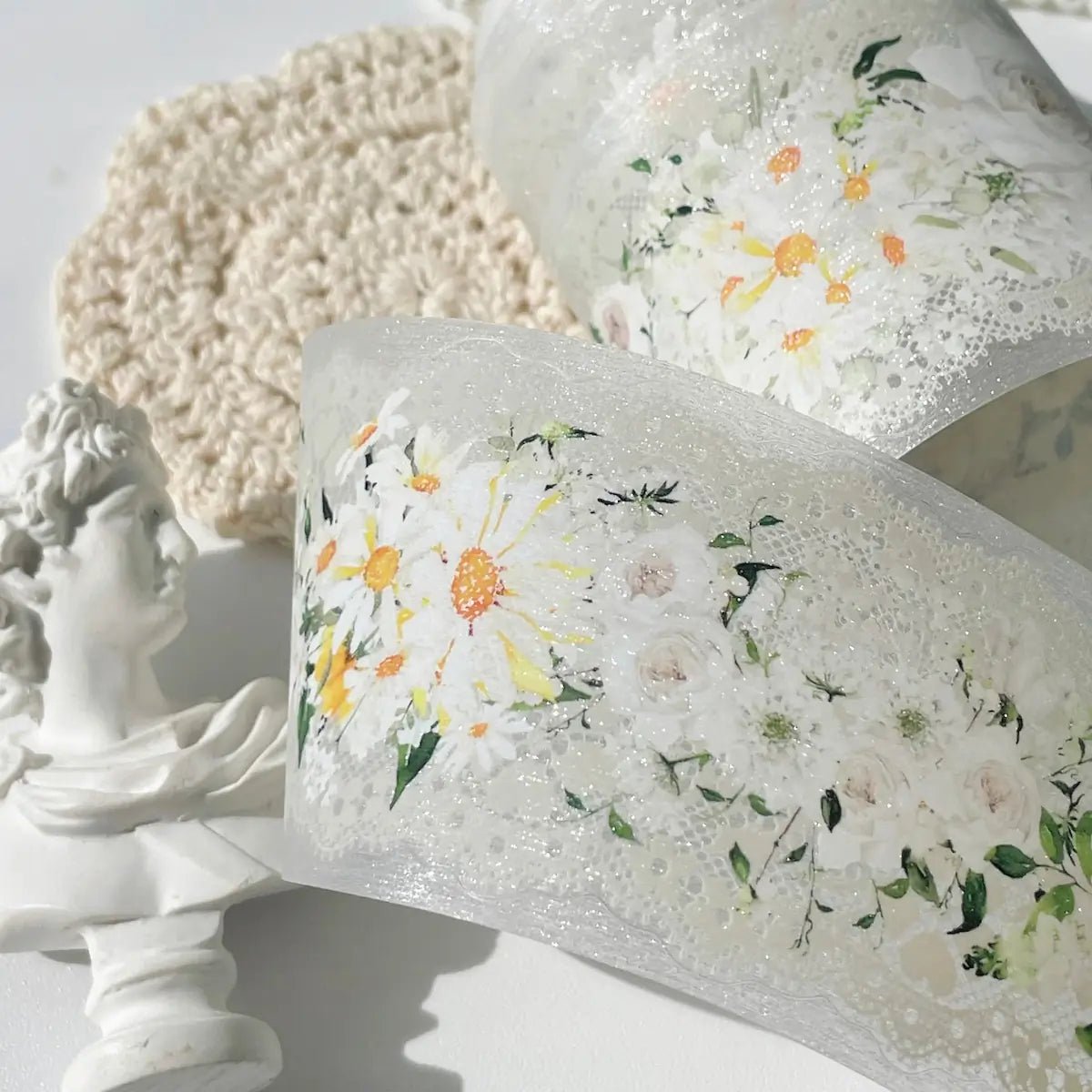 PET Tape Petals en Blanc - 55 mm - 1 - Washi Tape Shop - Tidformera