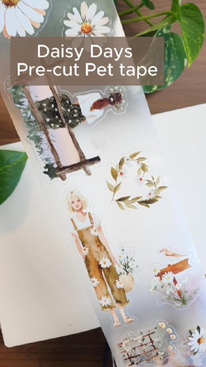 Omslagsbild till videon som visar Daisy Days pre-cut pet tape. Tidformera