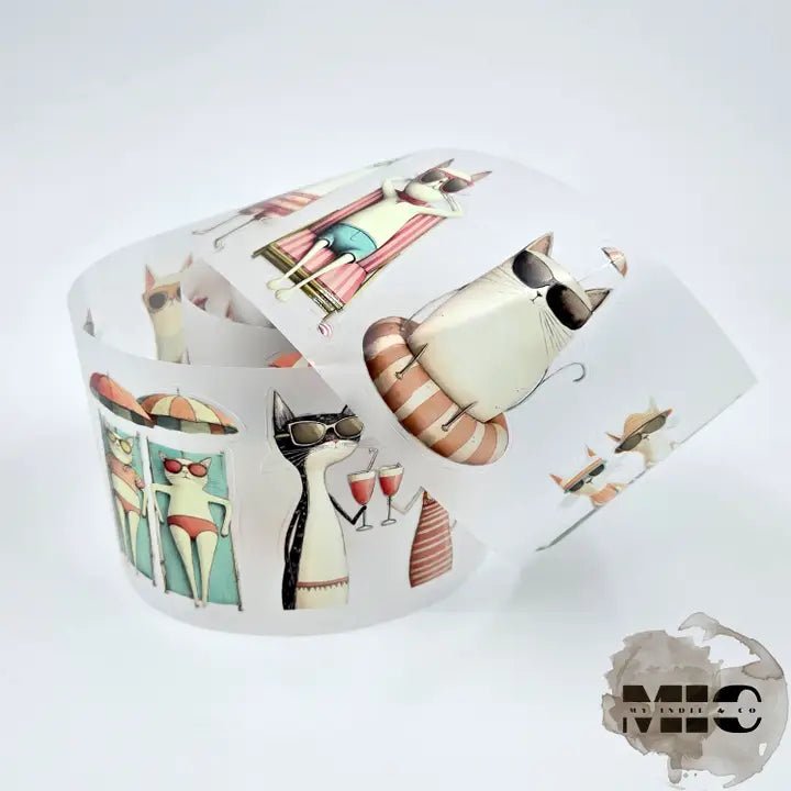 Pet Tape Pre - cut - MIC - Meowjito Time 3D Glossy 70 mm - 1 - MIC & MIM Premium Paper Shop - Tidformera