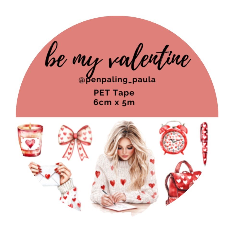 Pre cut Pet Tape - Penpaling Paula - Be My Valentine 60 mm - 1 - Penpaling Paula - Tidformera