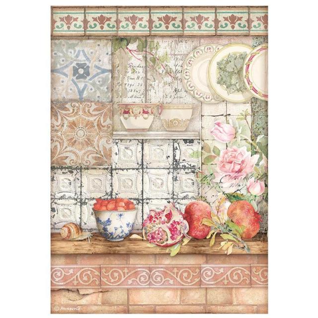 Rice Paper A4 Casa Granada Tiles - 1 - Stamperia - Tidformera