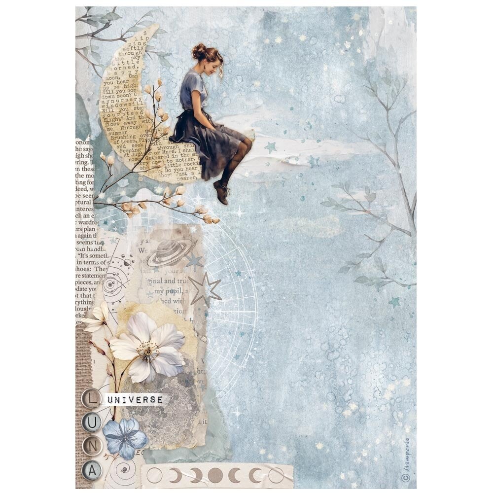 Rice Paper A4 - Secret Diary - Moon - 1 - Stamperia - Tidformera