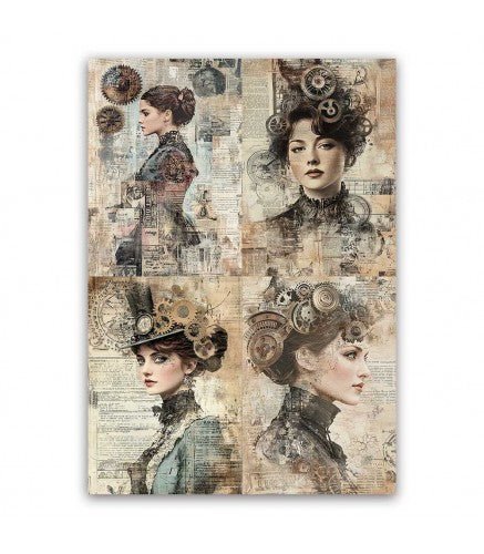 Rice Paper Decoupage A4 10-pack - Steampunk - 2 - Paper Designs - Tidformera