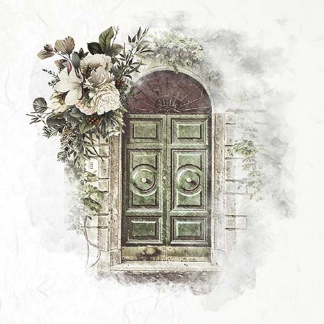 Rice paper Set - 15 x 15 - Doors with flowers - 2 - ITD Collection - Tidformera