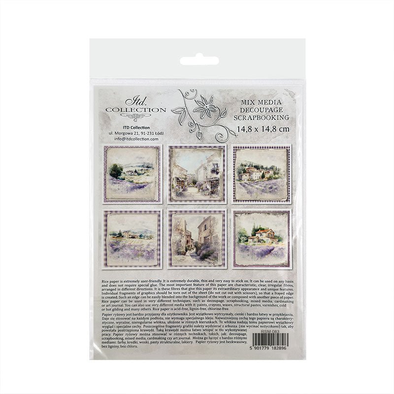 Rice paper Set - 15 x 15 - Lavender fields - 8 - ITD Collection - Tidformera
